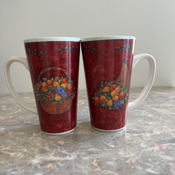 Retro Set of 4 Tall Mugs & Matching 4 Dessert Plates - Picture 10 of 15